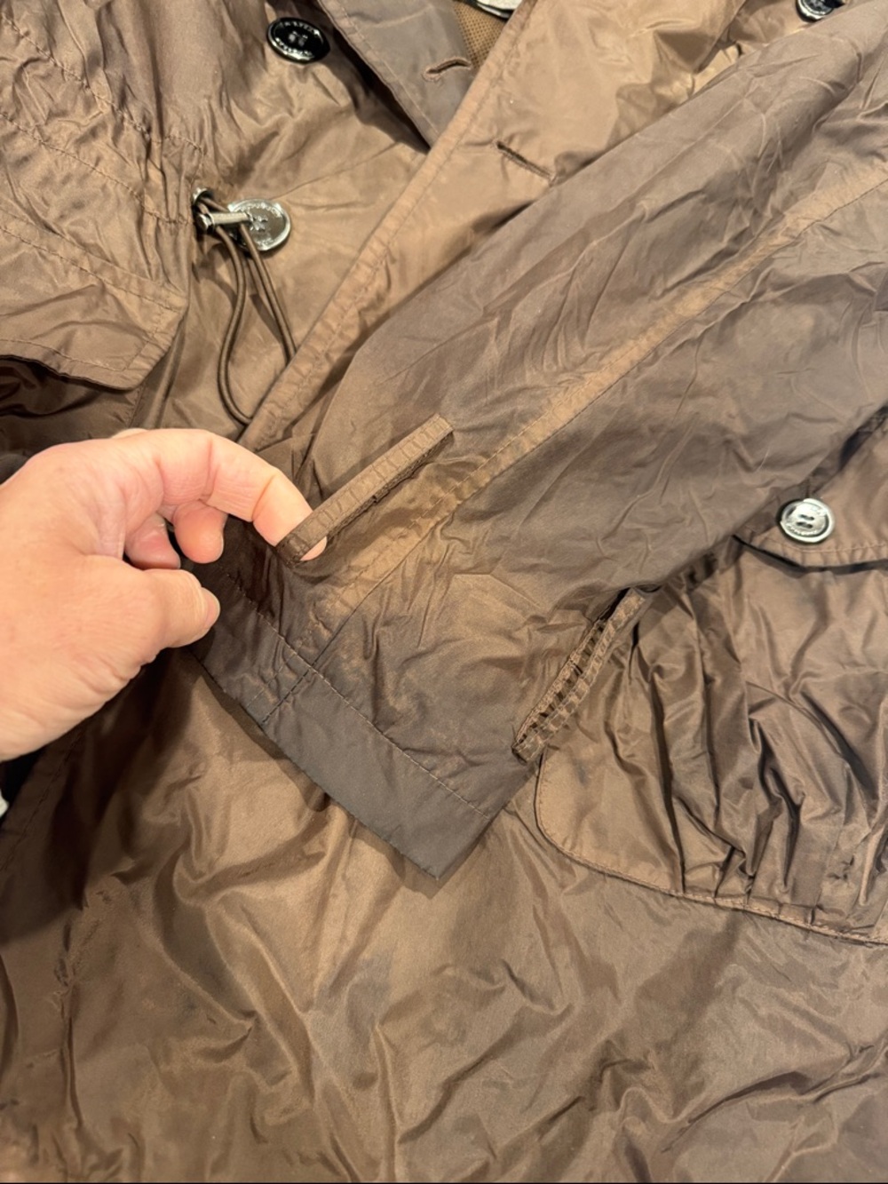 Burberry Brown Double Breasted Nylon Rain Coat Size 6 - Picture 11 of 11